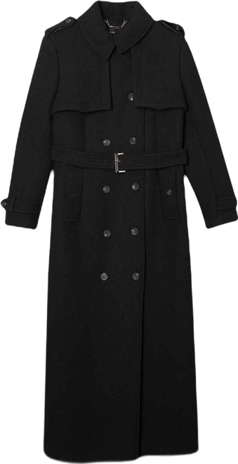 Women's Wool Mix Belted Trench Maxi Coat