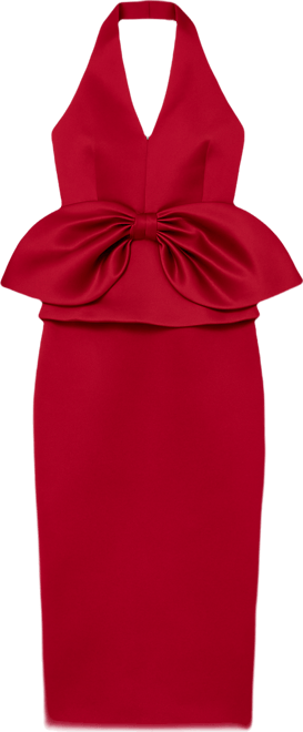 Women's Halter Neck Satin Column Midi Dress