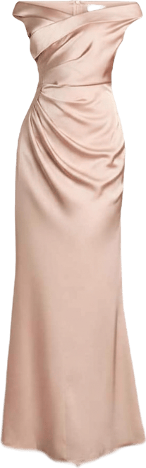Women's Satin Bardot Maxi Dress