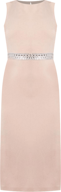 Women's Embellished Waist Ponte Midi Dress