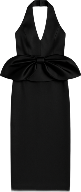 Petite Halter Satin Column Midi Dress