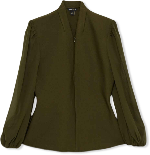 Women's Zip Detail Chiffon Sleeve Knit Top