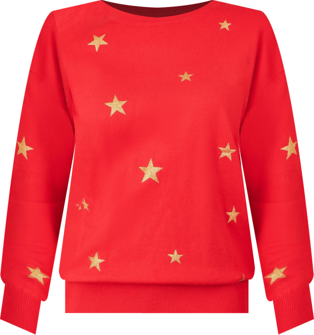 Women's Foil Star Print Relaxed Fit Sweater