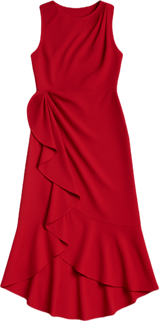 Women's Crepe Ruffle Low Back Dress