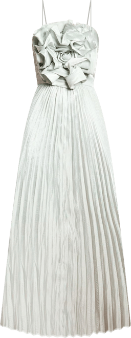 Women's Metallic Pleated Corsage Maxi Dress