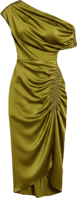 Women's Satin One Shoulder Midi Dress
