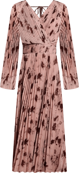 Women's Long Sleeve Chiffon Wrap Midi Dress