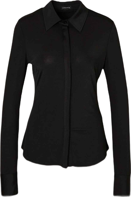 Women's Drapey Crepe Slim Collared Shirt