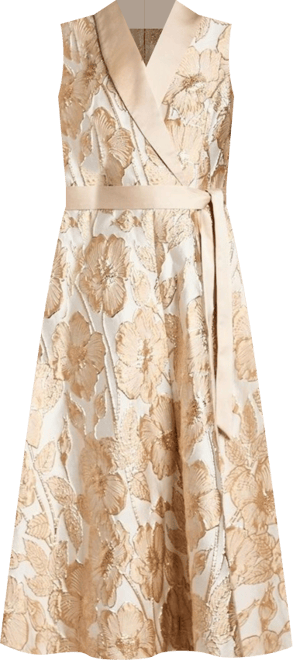 Women's Sleeveless Tux Jacquard Midi Dress