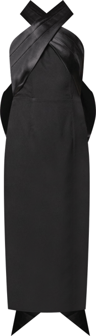 Women's Cross Over Front Bow Back Midi Dress