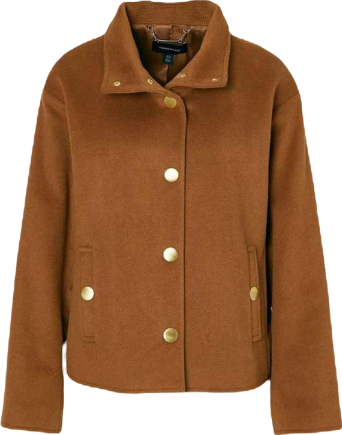 Women's Brushed Wool Funnel Neck Short Coat