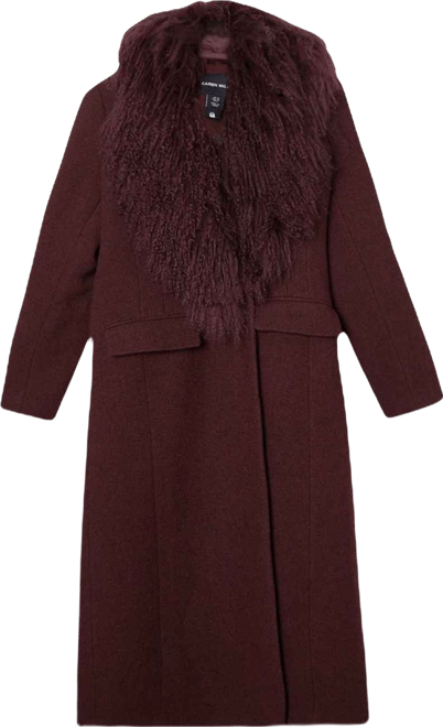Women's Wool Detachable Collar Midi Coat