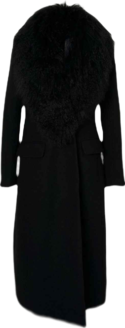 Women's Wool Detachable Collar Midi Coat