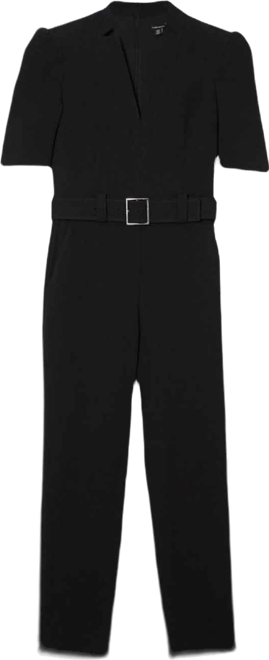 Petite Crepe Belted Jumpsuit