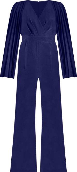 Petite V Neck Pleated Jumpsuit