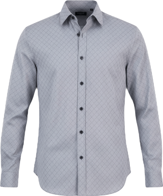 Men's Rhombus Jacquard Long-Sleeve Button-Front Shirt