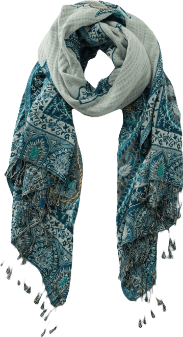 小物 STILL JACQUARD LONG STOLE (DUSTY BLUE) Hand-Embroidered Jacquard Scarf | JJill