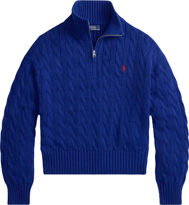 Women's Cable-Knit Cotton Quarter-Zip Sweater