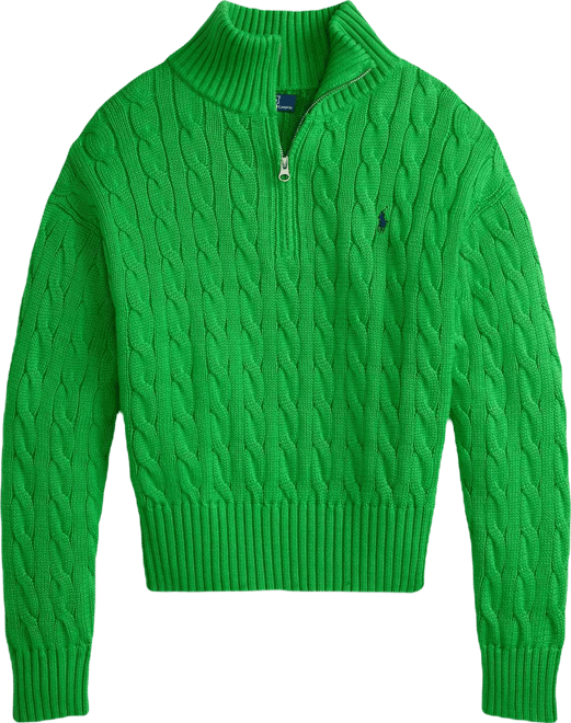 Women's Cable-Knit Cotton Quarter-Zip Sweater