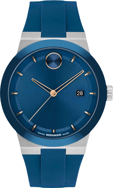 Men's Bold Fusion Swiss Quartz Blue Silicone Watch, 42.30mm