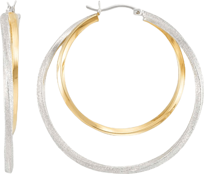 Two-Tone Twisted Double Hoop Earrings