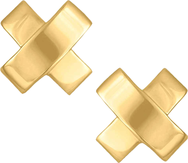 Polished "X" Stud Earrings in 10k Gold