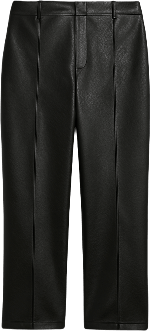 Plus Size Petite Faux Leather Pintuck Straight Leg Pant