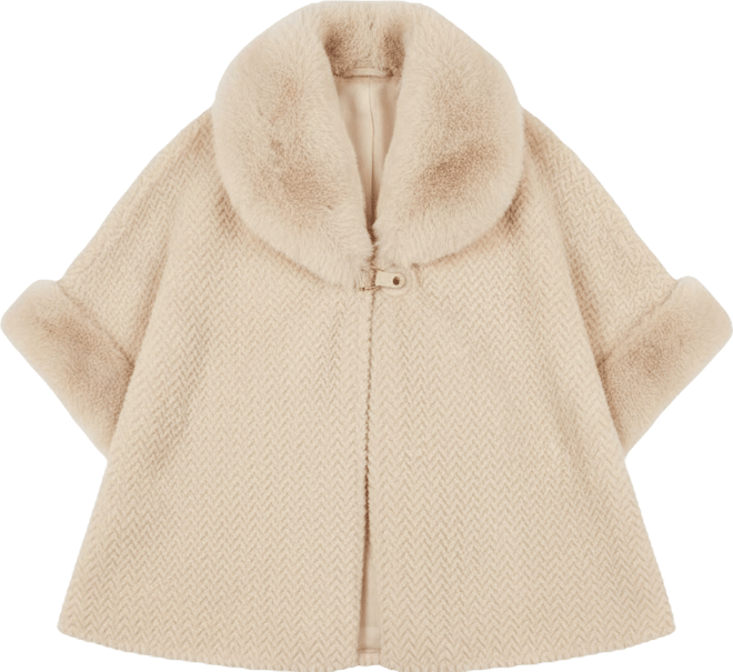 Women's Textured Faux Fur Lined Cape