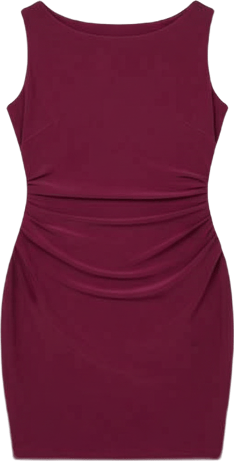 Women's Sculpting Shapewear Shirred Boat Neck Solid Mini Dress