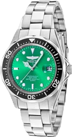 Men's 10667 Pro Diver Quartz 3 Hand Green Dial Watch