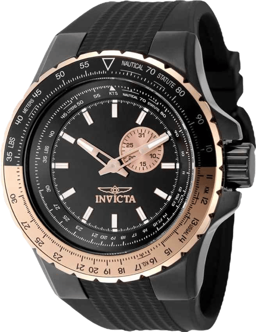 Men's 49725 Aviator Quartz VD72 Black Dial Watch