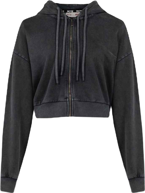 Men's Acid-Wash Cotton Full-Zip Hooded Sweatshirt