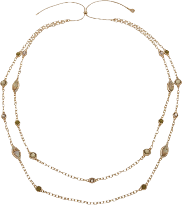 Glass and Abalone Stone Multirow Necklace