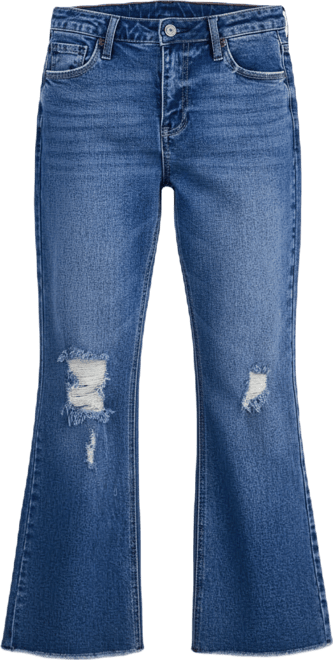 Juniors' Mid-Rise Cropped Kick-Flare Jeans