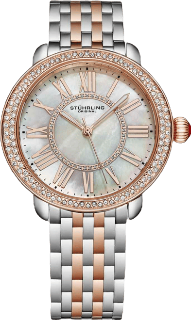 Regalia Women s 40mm Quartz Dress Watch – White Mother-of-Pearl Dial Crystal Bezel Stainless Steel Bracelet