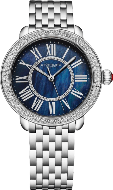 Regalia Women s 40mm Quartz Dress Watch – White Mother-of-Pearl Dial Crystal Bezel Stainless Steel Bracelet