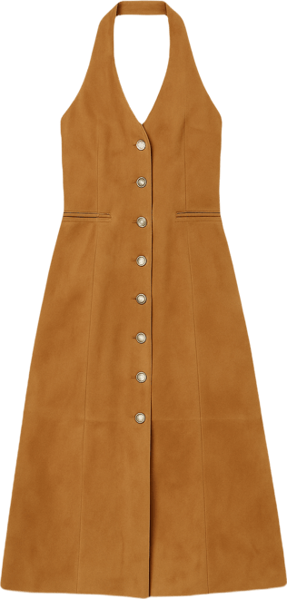 Women's Suede Fitted Midi Dress