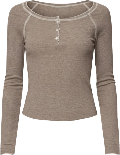 Women's Ensley Contrast Stitch Henley Top