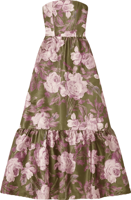 Women's Strapless Bottom Ruffle Floral Gown