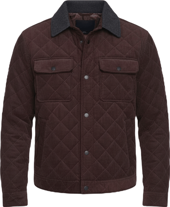 Men's Collared Quilted Button-Front Jacket