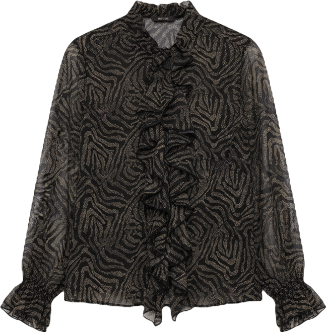 Women's Zendaya Ruffle Detail Zebra Print Shirt