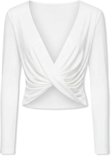 Women's Draped V Neck Long Sleeve Top