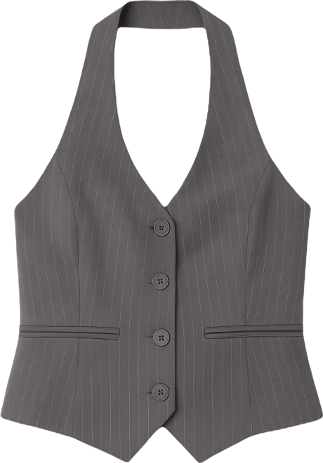 Women's Riya Pinstripe Button Up Halter Top