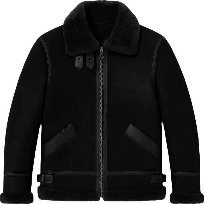 Men's Suede Shearling Jacket, Black