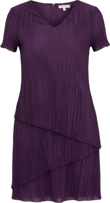 Women's V-Neck Tiered Short-Sleeve Sheath Dress