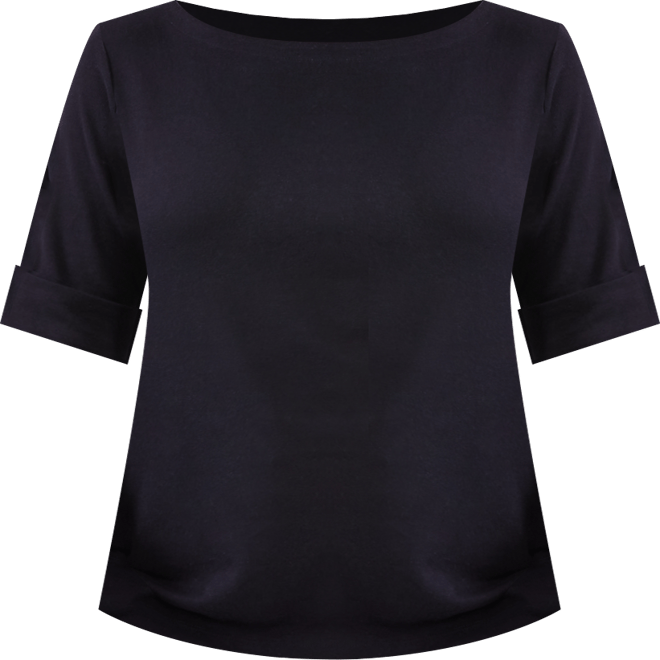 Women's Boat-Neck Elbow Sleeve Cotton Top, Exclusively at Macy's
