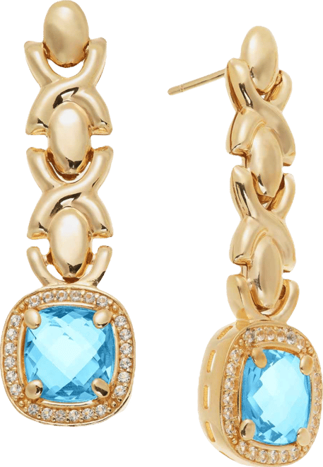 Citrine (3-5/8 ct. t.w.) & White Topaz (1/2 ct. t.w.) Xoxo Link Drop Earrings in 14k Gold-Plated Sterling Silver
