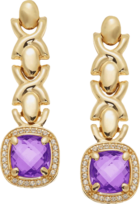 Citrine (3-5/8 ct. t.w.) & White Topaz (1/2 ct. t.w.) Xoxo Link Drop Earrings in 14k Gold-Plated Sterling Silver