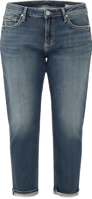 Plus Size Boyfriend Mid Rise Slim Leg Jeans