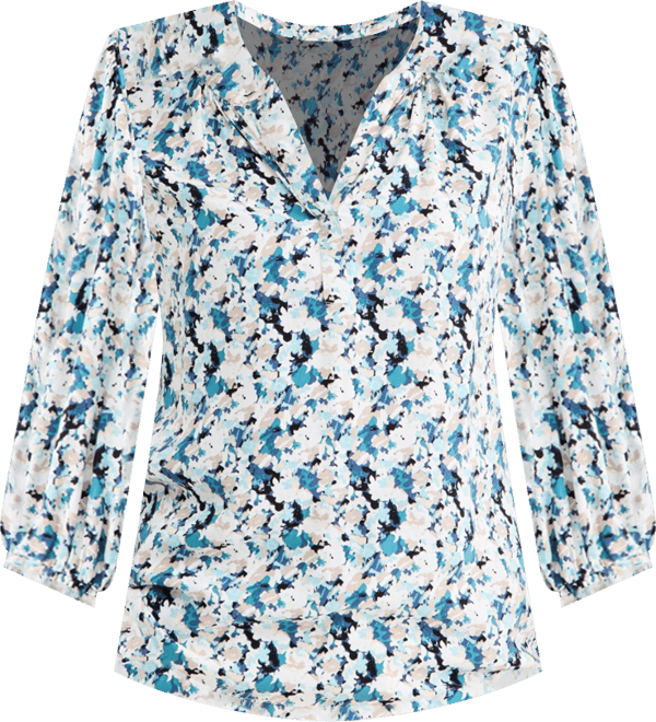 Petite Printed Bubble Sleeve Top, Macy's Exclusive